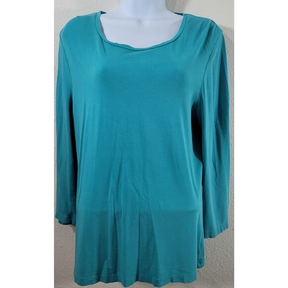 Chico's Teal True Color Tee Slub Knit Top 1 Medium Lightweight Soft Stretchy - Picture 5 of 5